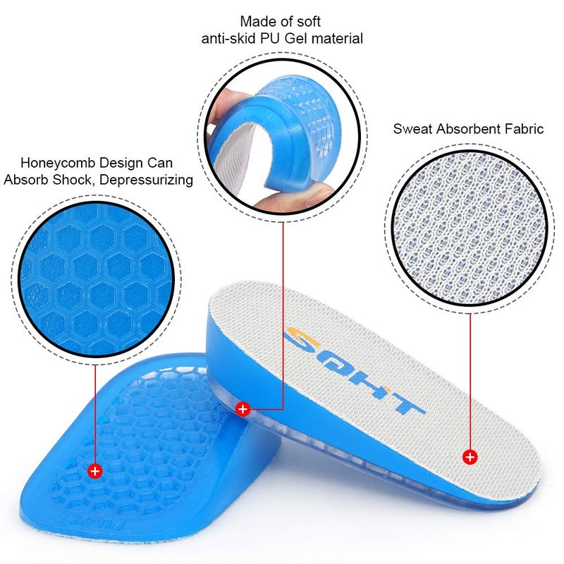 SQHT Height Increase Insole - Gel Heel Lift Inserts  Elevator Shoe Lifts Insoles for Men and Women (Large (1.4 "" Height)) Blue&Beige - Image 5
